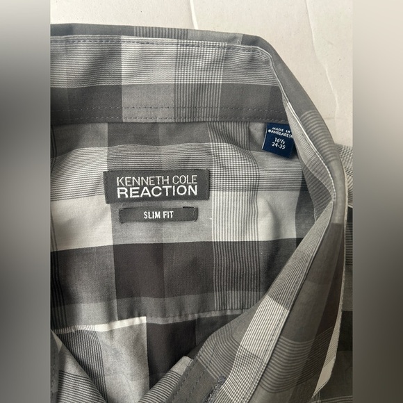 Kenneth Cole Reaction Men’s Plaid Shirt sz 16.5 34-35 NWT - Picture 5 of 9